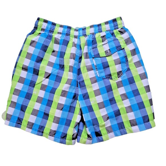 Kanu Surf Men's Swim Trunk - Blue Green Checkered Size M 3 pockets - Picture 3 of 4